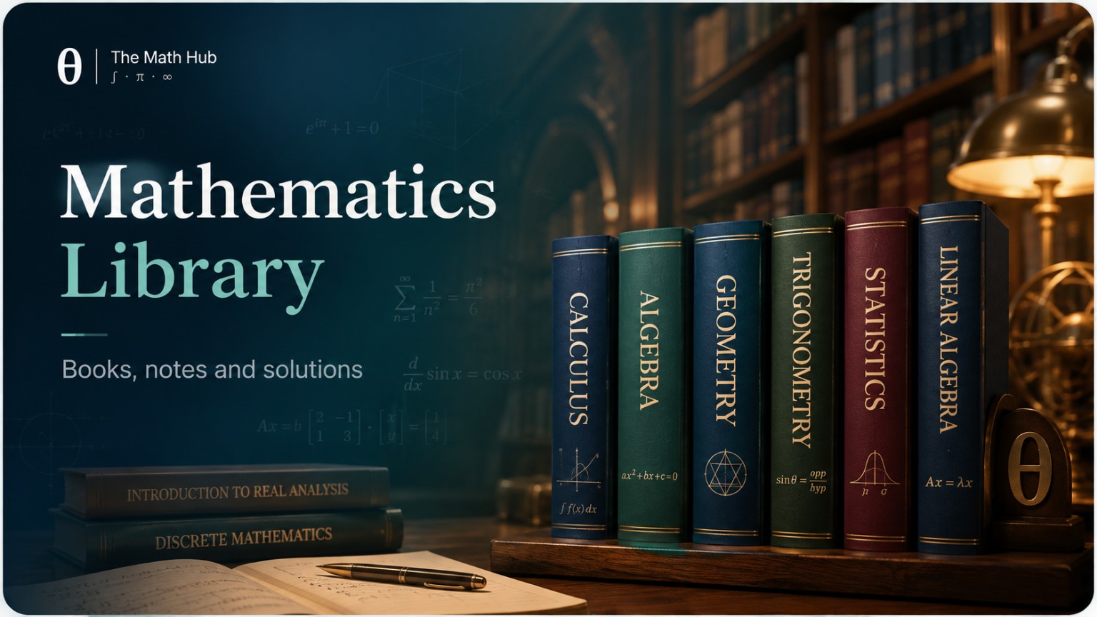 Mathematics Library books, notes and solutions artwork