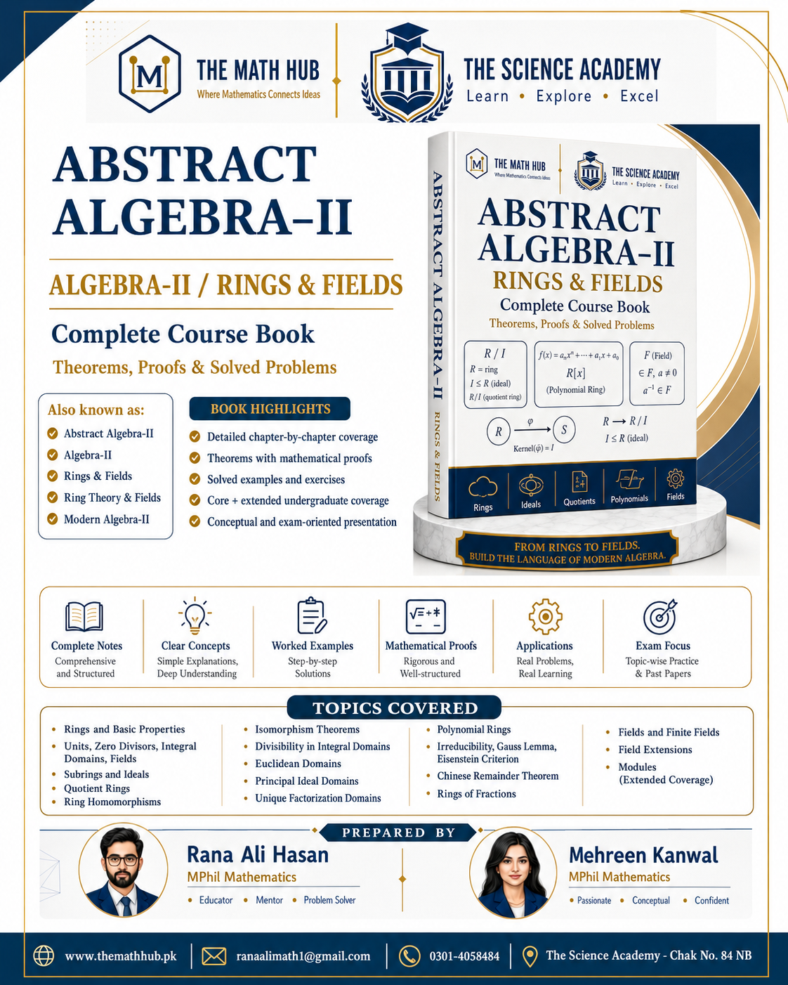 Abstract Algebra II Rings Fields and Modules complete course book poster