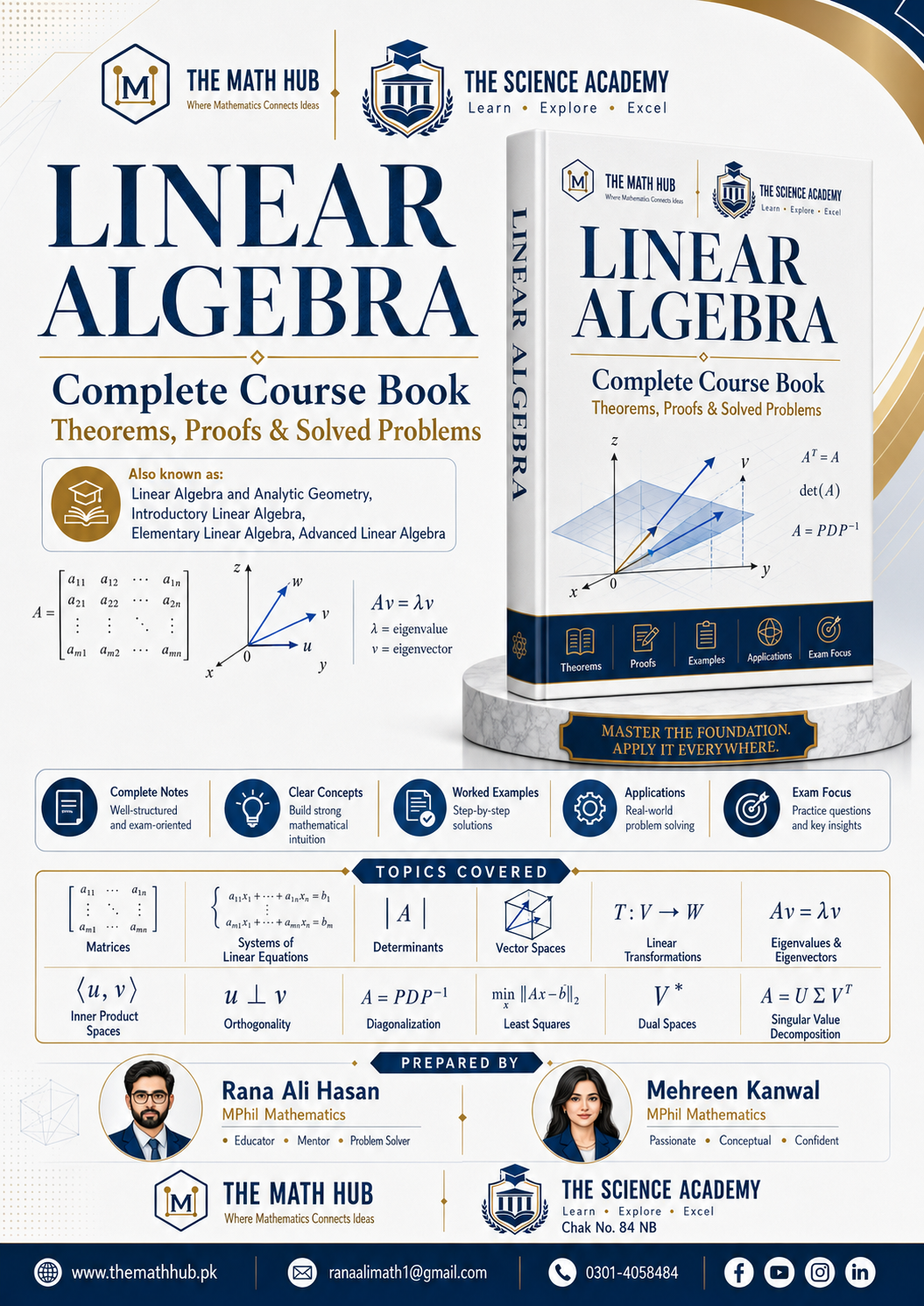 Linear Algebra Complete Course Book poster by The Math Hub
