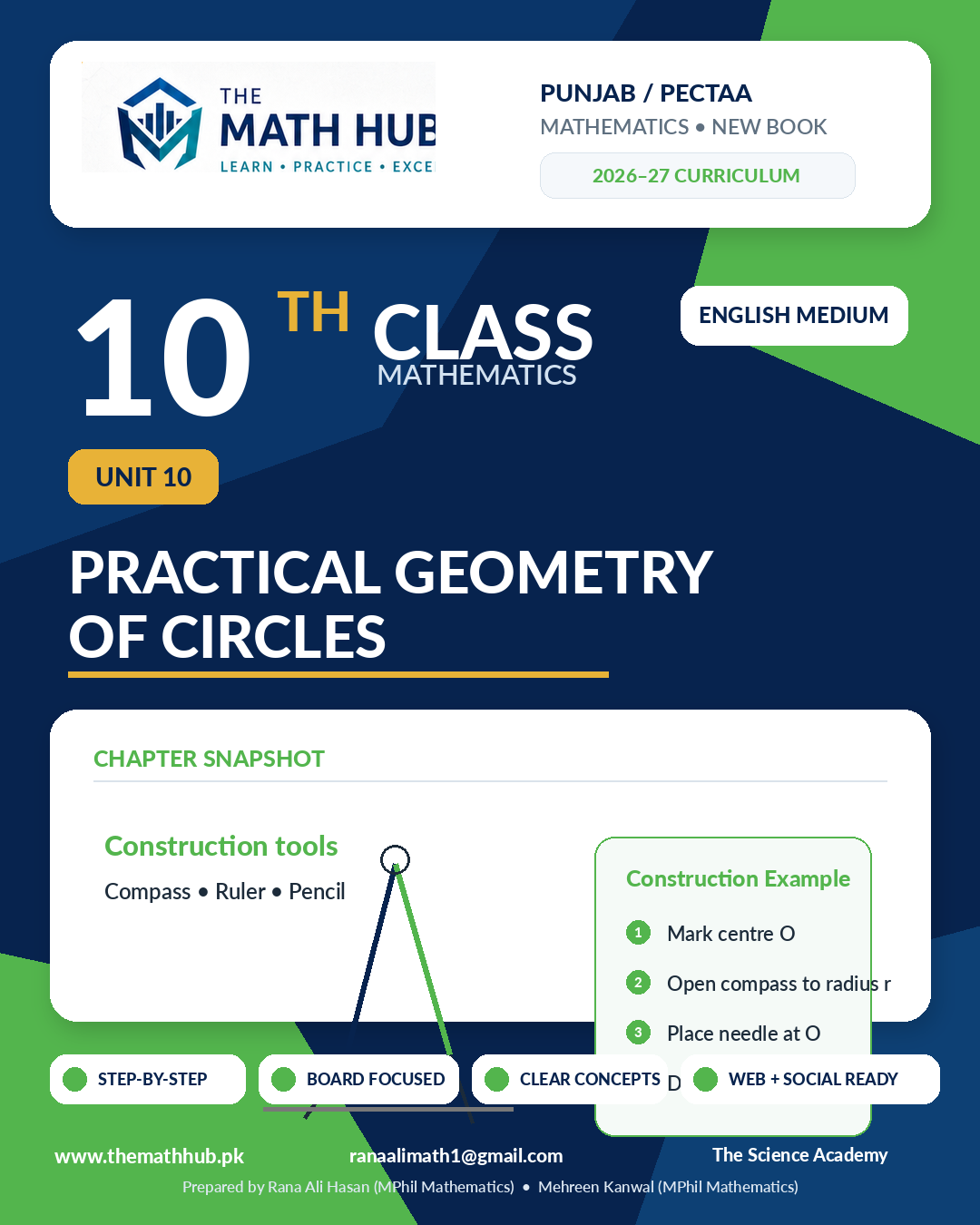 10th Class Math Unit 10 Practical Geometry of Circles solved notes Punjab PECTAA English Medium