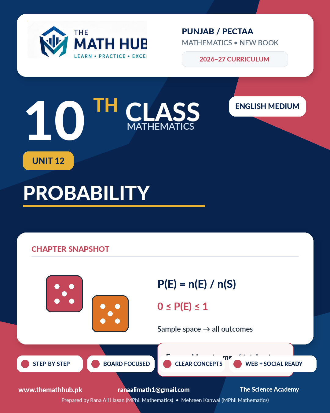 10th Class Math Unit 12 Probability solved notes Punjab PECTAA English Medium