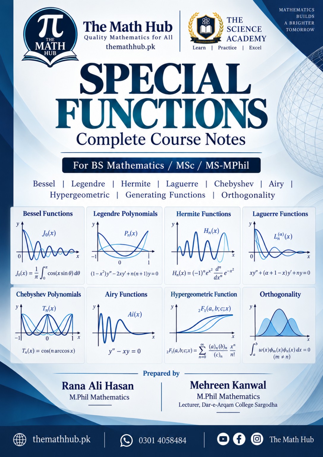 Special Functions-I — Volume I — Complete Solved Notes for BS & MSc Mathematics poster